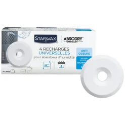 4 recharges de 500g universelles pour absorbeur d'humidité Starwax