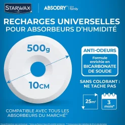 6 recharges de 500g universelles pour absorbeur d'humidité Starwax