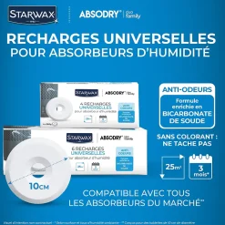 6 recharges de 500g universelles pour absorbeur d'humidité Starwax