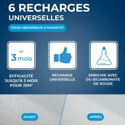 6 recharges de 500g universelles pour absorbeur d'humidité Starwax