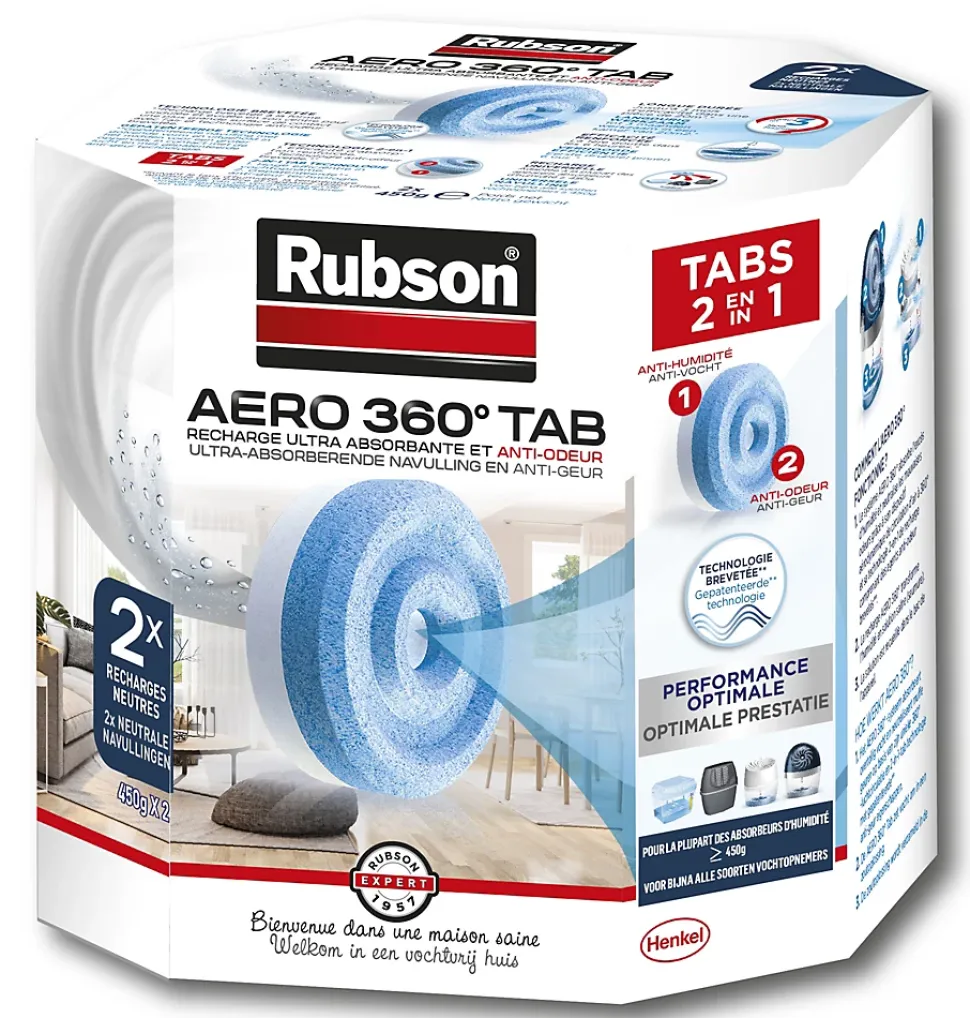 2 recharges pour absorbeur d'humidité Rubson Aero 360°