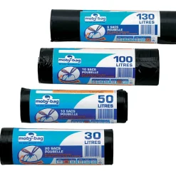 10 sacs poubelle à poignée bleu 100L