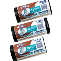 10 sacs poubelle renforcés noirs 110L