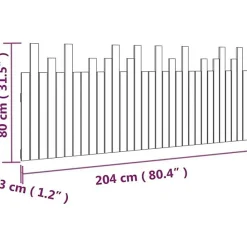 824780 vidaXL Tête de lit murale Gris 204x3x80 cm Bois massif de pin