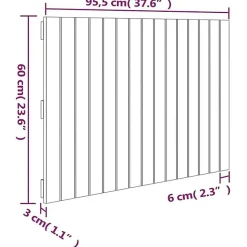 824837 vidaXL Tête de lit murale Noir 95,5x3x60 cm Bois massif de pin