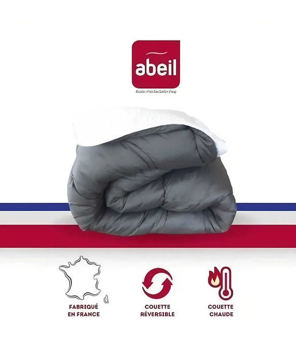ABEIL Couette Bicolore - 200 x 200 cm - Blanc et gris