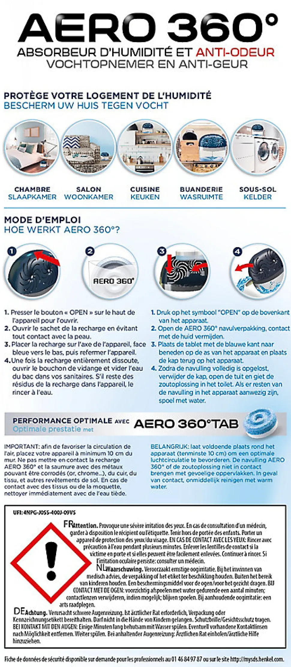 Absorbeur d'humidité AERO 360 Rubson 40m²