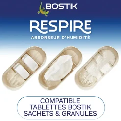 Absorbeur d'humidité avec 2 tablettes de 250 g Bostik Respire pour surface de 25 m²