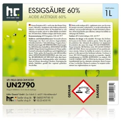 Acide Acétique 60 %, 15 x 1 L : Nettoyant Concentré, Et Économique Pour Un Usage Ménager Polyvalent