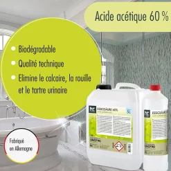 Acide Acétique 60 %, 2 x 10 L : Nettoyant Concentré, Et Économique Pour Un Usage Ménager Polyvalent