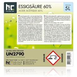 Acide Acétique 60 %, 96 x 5 L : Nettoyant Concentré, Et Économique Pour Un Usage Ménager Polyvalent