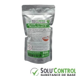 Acide citrique monohydraté pur 500 g - 100% d'origine naturel - Nettoyer, détartrer, raviver l'inox et corriger le pH