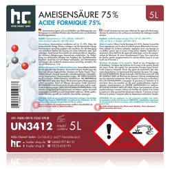 Acide Formique 75 % 4 x 5 L, Puissant Nettoyant Technique Pour Détartrage, Décapage Et Traitement Du Cuir