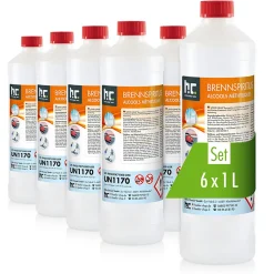 Alcool À Brûler 94 % 15 x 1 L, Haute Pureté Pour Nettoyage, Dégraissage Et Antigel Des Vitres Et Surfaces Domestiques