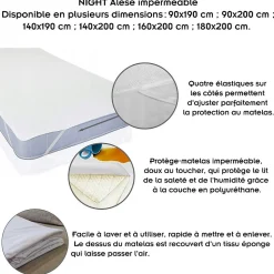 Alèse Protège Matelas Imperméable Avec Coins élastiques 140x190 Cm