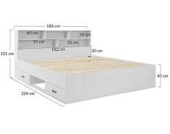 Andrea - lit avec rangements - 180x200 cm - sommier inclus - bois - Best Mobilier