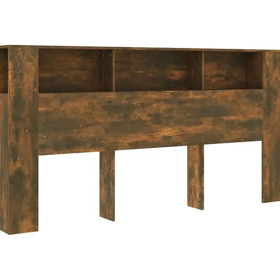 ANSELF Tête de lit avec Rangement,Tete de lit Bois,Design Mural,Espace de Rangement,Chêne fumé 200x18,5x104,5 cm