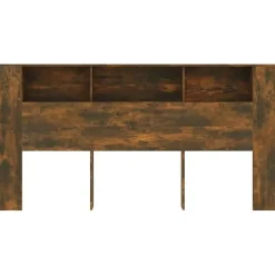 ANSELF Tête de lit avec Rangement,Tete de lit Bois,Design Mural,Espace de Rangement,Chêne fumé 200x18,5x104,5 cm