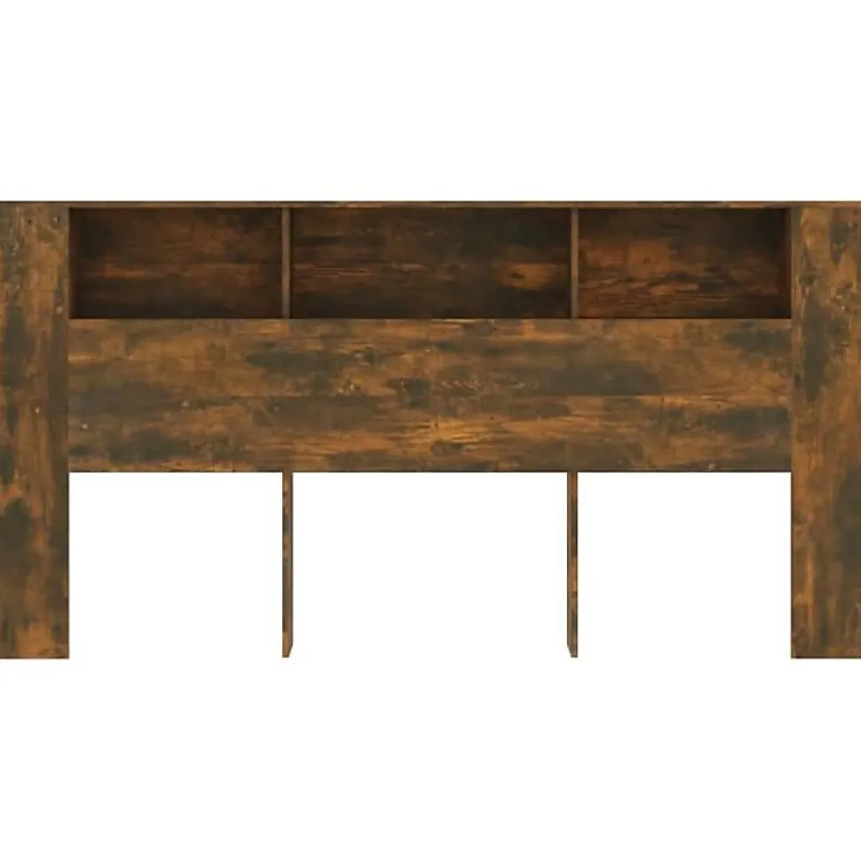 ANSELF Tête de lit avec Rangement,Tete de lit Bois,Design Mural,Espace de Rangement,Chêne fumé 200x18,5x104,5 cm