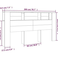 Armoire de tête de lit chêne sonoma 200x18,5x104,5 cm vidaXL