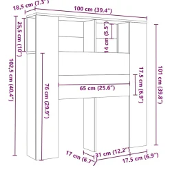 Armoire de tête de lit vieux bois 100x18,5x102,5 cm vidaXL