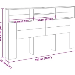 Armoire de tête de lit vieux bois 180x19x103,5 cm vidaXL
