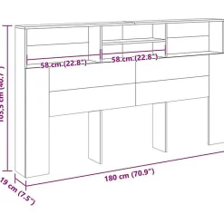 Armoire de tête de lit vieux bois 180x19x103,5 cm vidaXL
