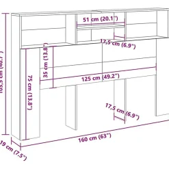 Armoire de tête de lit vieux bois 160x19x103,5 cm vidaXL