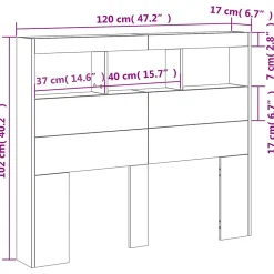 Armoire tête de lit avec LED blanc 120x17x102 cm vidaXL