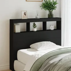 Armoire tête de lit avec LED noir 120x17x102 cm vidaXL