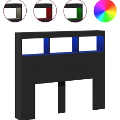 Armoire tête de lit avec LED noir 120x17x102 cm vidaXL