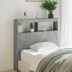 Armoire tête de lit avec LED gris béton 100x17x102 cm vidaXL