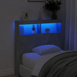 Armoire tête de lit avec LED gris béton 100x17x102 cm vidaXL