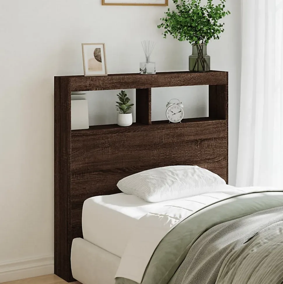 Armoire tête de lit avec LED chêne marron 100x17x102 cm vidaXL