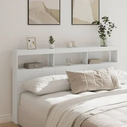 Armoire tête de lit avec LED blanc 180x17x102 cm vidaXL