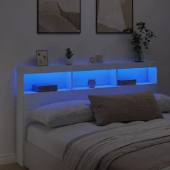 Armoire tête de lit avec LED blanc 180x17x102 cm vidaXL