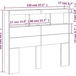 Armoire tête de lit avec LED chêne marron 120x17x102 cm vidaXL