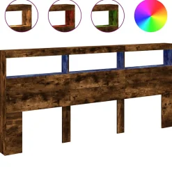 Armoire tête de lit avec LED chêne fumé 220x17x102 cm vidaXL