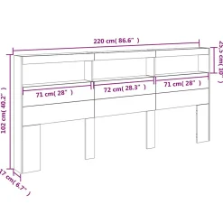Armoire tête de lit avec LED chêne fumé 220x17x102 cm vidaXL