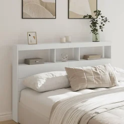 Armoire tête de lit avec LED blanc 160x17x102 cm vidaXL