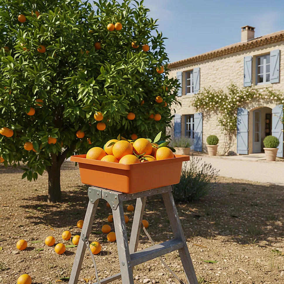 Bac de rangement empilable 30l - ORANGE - 17cm