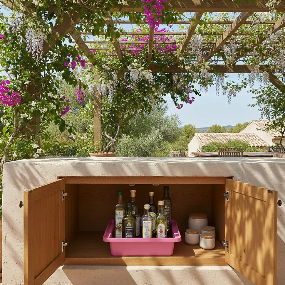 Bac de rangement empilable 30l - ROSE - 17cm