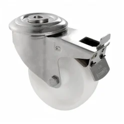 Bac grand volume 500 L - 2 roues fixes, 2 pivotantes avec freins - blanc