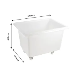 Bac grand volume 100 L - 4 roues pivotantes dont 2 avec freins - blanc