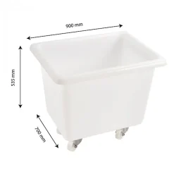 Bac grand volume 220 L - 4 roues pivotantes dont 2 avec freins - blanc