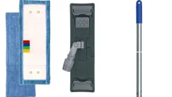 Balai à  plat : monture de lavage + 2 franges microfibres + 1 manche