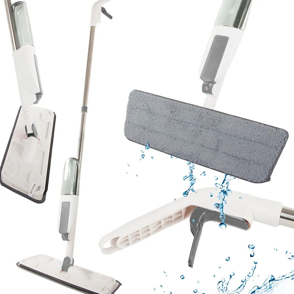 Balai à plat avec nettoyeur à eau et vaporisateur pour sols