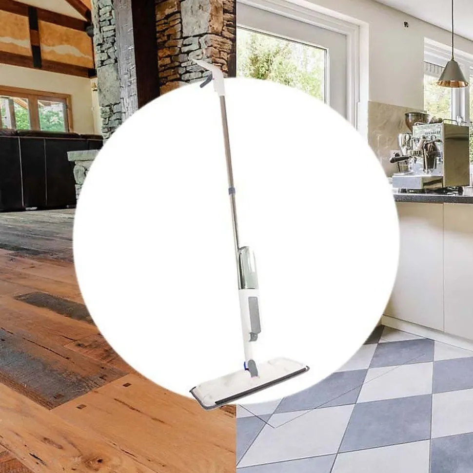 Balai à plat avec nettoyeur à eau et vaporisateur pour sols