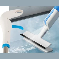 Balai serpillière 2 en 1 plat avec pulvérisateur, raclette à vitres, lave-glace + 3 Lavettes