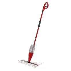 Balai pulvérisateur avec réservoir, nettoyeur vapeur, séparateur de poussière en microfibre coloris rouge.